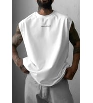 I Don't Care Baskılı Kolsuz Atlet tshirt Erkek Sıfır Kol Oversize T-SHİRT
