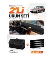 e-biz TOYOTA AURIS E180 (2012-2018) Uyumlu Torpido Örtüsü + Deri Bagaj Çantası Seti - Siyah - TO006