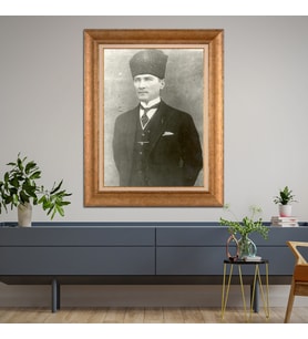 Altın Varaklı Paspartulu Çerçeveli Tablo rv468