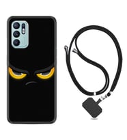 Oppo Reno 6 Kılıf Silikon Boyun Askılı İpli Desenli Silikon Black Eyes 1644