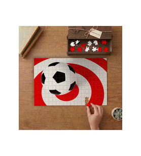 Daire İçinde Futbol Topu Tasarımı 240 parça Ahşap Puzzle Ahşap Kutuda MP00828