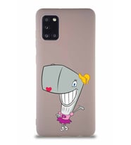 Samsung Galaxy A31 Soft Premier Kapak Pearl Yengeç Tasarımlı Silikon Kılıf - Pudra (Şeffaf)