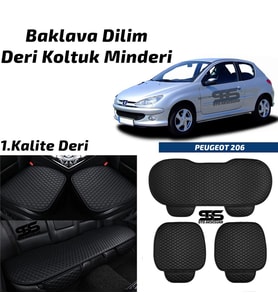 Peugeot 206 1998-2012 Arası Siyah Deri Oto Koltuk Minderi