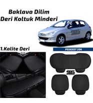 Peugeot 206 1998-2012 Arası Siyah Deri Oto Koltuk Minderi