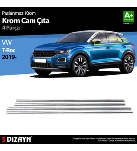 VW T-Roc Krom Cam Çıtası 4 Prç. 2019-2021