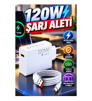 120W Ultra Plus++ Hızlı Şarj Adaptörü Çift Turbo Şarj Aleti Seti Beyaz