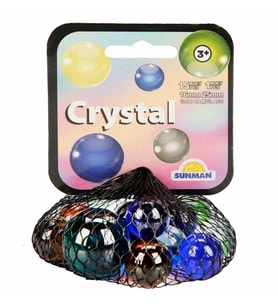 Kristal Renkli Misket Seti - Filede 15 Küçük 1 Büyük Cam Bilye
