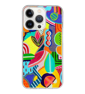 PrintiFy Apple  iPhone 13 Pro Max ile Uyumlu 1mm Slim Fit Retro Renkler 6 Baskılı Şeffaf  Kılıf