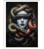 Medusa Yılan Saçlı Kadın Portre Dekoratif Kanvas - Mdf Ahşap Tablo
