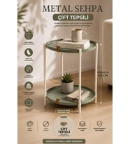 Katlanır Orta Yan Yuvarlak Sehpa Metal Ayak 44 cm Tepsi
