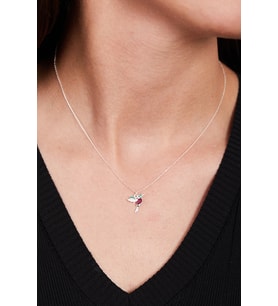Elika Silver Kadın Taşlı Ruby Kuş Model 925 Ayar Gümüş Kolye