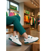United Colors Of Benetton Beyaz Yeşil Bağcıklı Hafif Unisex Spor Ayakkabı BN-12158 G