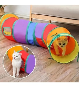 Gökkuşağı Renkli Kedi ve Köpek Oyun Tüneli, Katlanır Evcil Hayvan Oyun Tüneli, Uzun Eğlenceli Oyuncak Tünel, Egzersiz Oyunu, Zeka Geliştirme Oyunu - Kıvrımlı