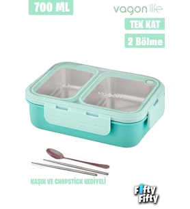 Lunch Box 1120 ML (Sızdırmaz,Karışmaz Üç Bölmeli) Sos Kaseli Yeni Nesil Sefer Tası-FFLBOX1