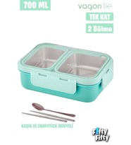 Lunch Box 1120 ML (Sızdırmaz,Karışmaz Üç Bölmeli) Sos Kaseli Yeni Nesil Sefer Tası-FFLBOX1