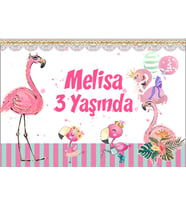 Flamingo Temalı Doğum Günü Afişi 35X50 cm