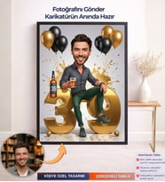 Kişiye Özel Doğum Günü Karikatür Çerçeveli Tablo ,Kişiye Özel Tablo,Kişiye Özel Hediye,Karikatür Çizim