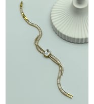 Çelik Gold Baget Taşlı Su Yolu Bileklik - 25-blk114