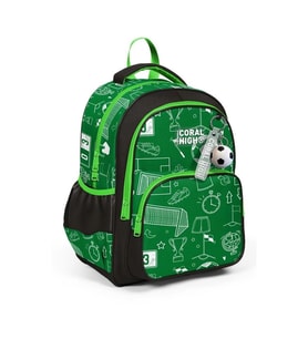CORAL HIGH 33247 YEŞİL FUTBOL DESENLİ ÜÇ BÖLMELİ SIRT ÇANTASI