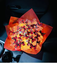 Led Işıklı Kırmızı Kelebek Buketi