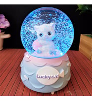 Sevimli Kedi Işıklı Müzikli   Kar Küresi 
