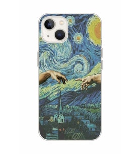 Iphone 14 Plus Uyumlu Sanatsal Vintage Desenli Şeffaf Telefon Kılıfı