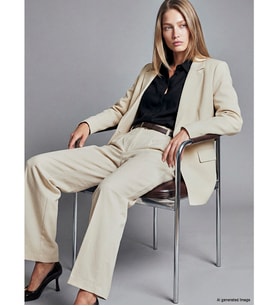 LCW Vision Bej Krep Kadın Blazer Ceket