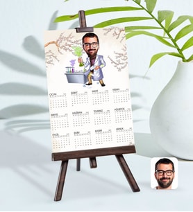 BK Gift Kişiye Özel 15x21 cm Fotoğraf Kartlı Erkek Kimya Öğretmeni Karikatürlü Şövaleli 2024 Takvim-2