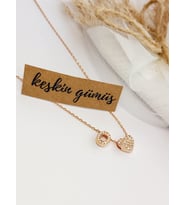925 Ayar Gümüş Zirkon Taşlı Gold Kalp Kadın Trend Harf Kolye Kadın Kolye O Yılbaşı Yeni Yıl Hediye