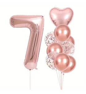 Rose Gold kalpli 7 Yaş Folyo Balon Set