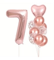 Rose Gold kalpli 7 Yaş Folyo Balon Set
