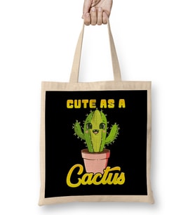 Kawaii Cute As a Cactus Adorable Succulent Cactus Lovers Bez Çanta Uzun Saplı