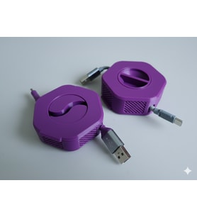Kablo Makarası  Kablo Toplayıcı  Şarj Kablo Makarası  Taşınabilir Kablo Düzenleyici  Telefon Kablosu Sarma Mekanizması  Dayanıklı 3D Baskı  Kırmızı  KLC Tasarım (Mor)