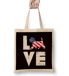 Love West Highland Terrier Westie US American Flag Dog Breed Bez Çanta Uzun Saplı
