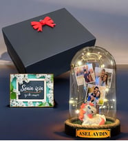 Hediye Kutusunda İsimli ve Fotoğraflı Led Işıklı Fanus, Size Özel Hediye (Model 5)