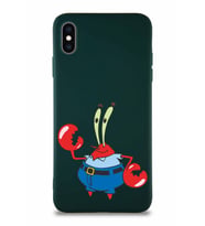 Apple iPhone XS Max Soft Premier Kapak Bay Yengeç Tasarımlı Silikon Kılıf - Yeşil (Şeffaf)