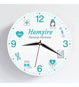 Hemşire Temalı Hediye Kişiye Özel Duvar Saati
