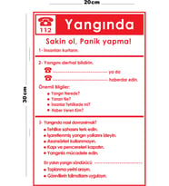 Metal Yangında Yapılacaklar 20cm x 30cm A4 Büyüklüğünde Uyarı Levhası Yönlendirme Tabelası