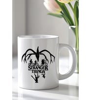 Stranger Things Tasarımlı 330ml Baskılı Beyaz Seramik Kupa Bardak