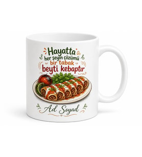Beyti Kebap Temalı Baskılı Kupa Bardak Hediye Komik Mutfak Hediyesi