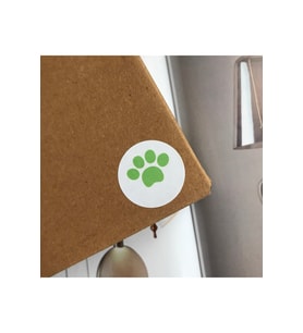 Yeşil Paw Sticker Kedi Köpek Pati Pençe Beyaz Zemin Yuvarlak Mat Etiket Green 3 Cm - 180 Adet