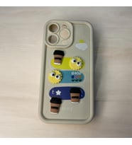 iPhone 14 Pro Max Uyumlu Kabartma Desenli Şık Kaliteli Silikon Telefon Kılıfı (Krem)