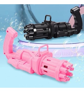 2 ADET PEMBE SİYAH ÇOKLU KÖPÜK ATAN KÖPÜK TABANCASI VIP BUBBLES GUN PİLLİ BALONCUK TABANCASI 20X7 CM