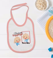 BK Kids Kişiye Özel Pembe Bebek Mama Önlüğü - Model 18