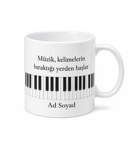 Piyano Tuşları Desenli Kupa Klasik Müzik Sevenlere Özel Hediye Bardak