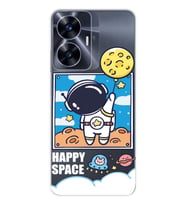 Realme C55 Uyumlu Astronot Desenli Şeffaf Telefon Kılıfı