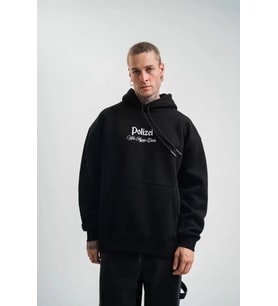 POLIZEI Premium Kalite Kapşonlu Dijital Patchli SweatShirt - Siyah