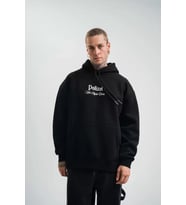 POLIZEI Premium Kalite Kapşonlu Dijital Patchli SweatShirt - Siyah