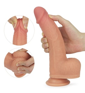 Esnek Ve Bükülebilir Yumuşak Dokuya Sahip Dönebilen ve Isınabilen 21 Cm Titreşimli Kemerli Penis