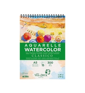 Van Dyck Classico Cold Press Dokulu Sulu Boya Blok 300 gr 15 yp A5 Spiralli